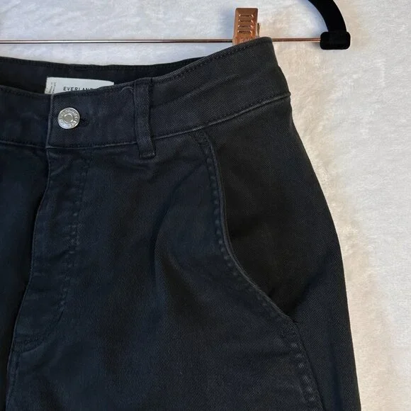 Everlane The Barrel Pant Black 4R High Rise Wide Leg Ankle Crop Organic Cotton - Picture 5 of 10